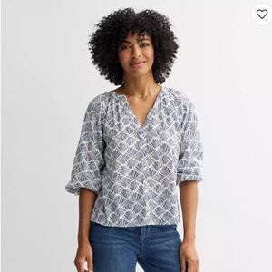 Sonoma Top - Nautical Coastal Shell Print Blouse